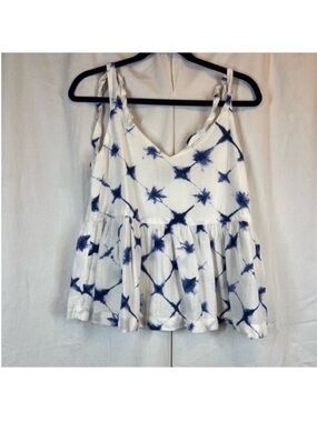 Gap linen blend tie dye tie strap flowy tank lightweight summer casual
